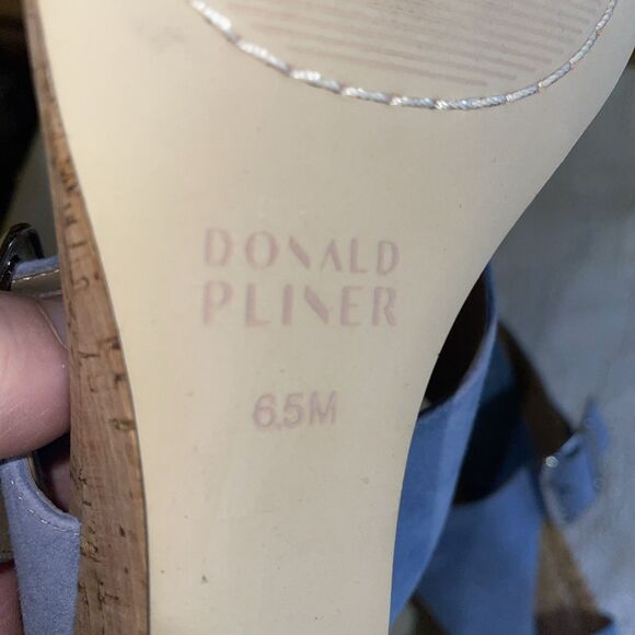 Donald Pliner Women’s Wedge Sandals Size 6.5 M Blue Leather Beach Cruise NWOB - Picture 3 of 12